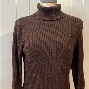 Pria Brown Cable Knit Turtleneck Sweater